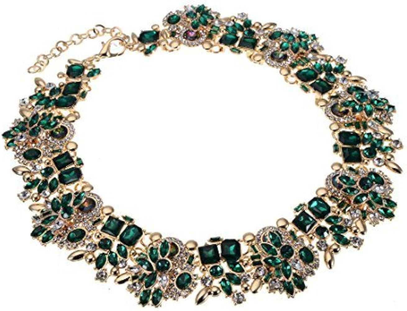 Jerollin Crystal Rhinestone/Pearl Statement Chain Necklace, Vintage Choker Bib Pendant Necklace B... | Amazon (US)