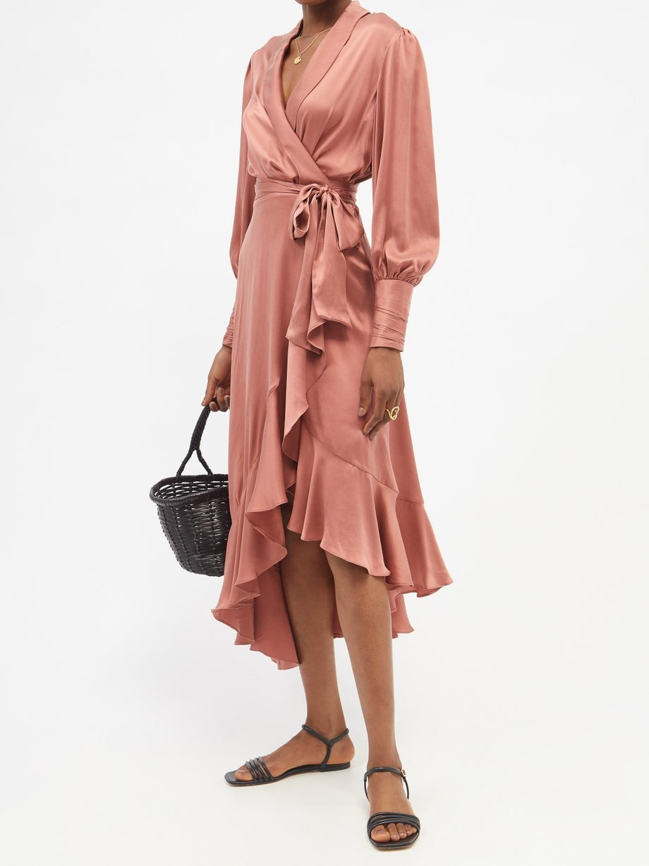 Bishop-sleeve silk wrap midi dress | Zimmermann | Matches (US)