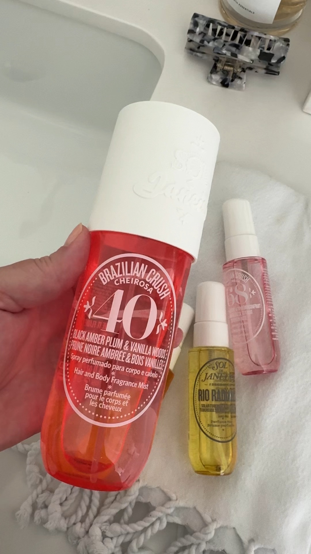 I started with the body cream first and then progressed to the body wash and then to the hair and body fragrance mists. Each scent is absolutely delicious and I can’t pick a favorite! I love the combo sets for gifts, too. sol de janeiro gift idea stocking stuffer gift for her amazon find toiletry 

#LTKFindsUnder50 #LTKBeauty #LTKVideo