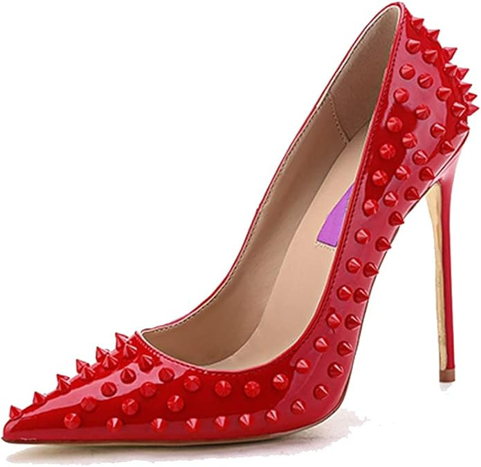 Minishion Women Sexy Heels Pumps Studded Rivet Party Wedding Shoes | Amazon (US)