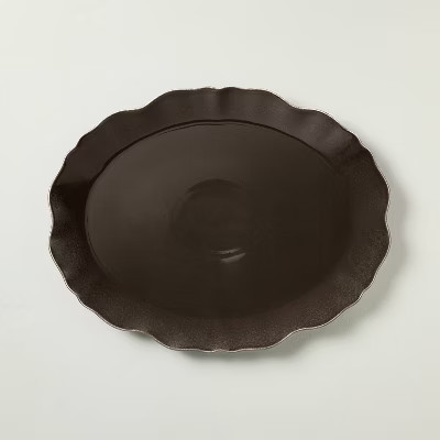Ceramic Wavy Edge Serving Platter Brown - Hearth & Hand™ with Magnolia | Target