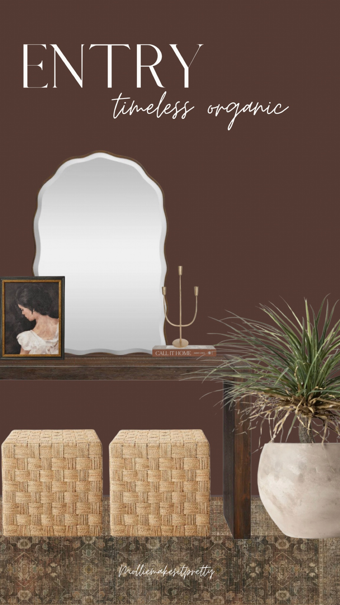 Timeless organic entry 🤎
  Entry styling, washable rug, runner, faux plant, vintage inspired, scalloped mirror, console styling, small ottomans, target finds, wayfair, Home decor

#LTKhome #LTKfindsunder100 #LTKSeasonal