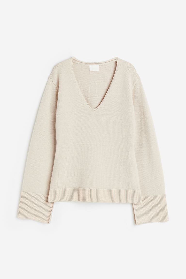 V-neck Sweater - Light beige - Ladies | H&M US | H&M (US + CA)