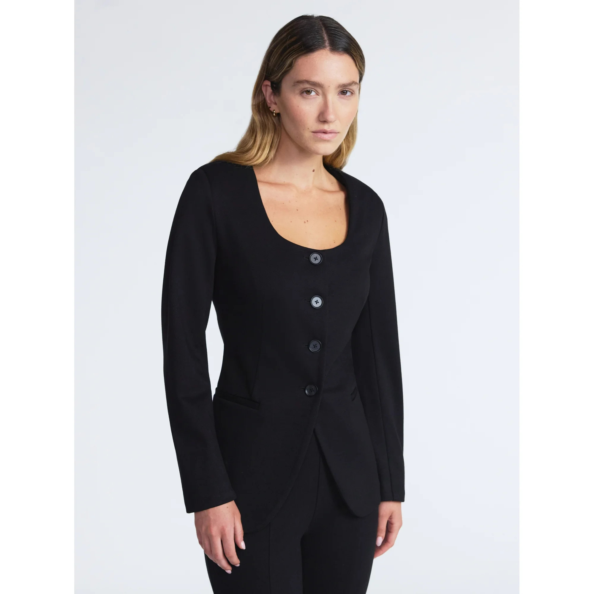 Scoop Women's and Women’s Plus Slim Fit Elongated Ponte Blazer, Sizes XS-4X | Walmart (US)