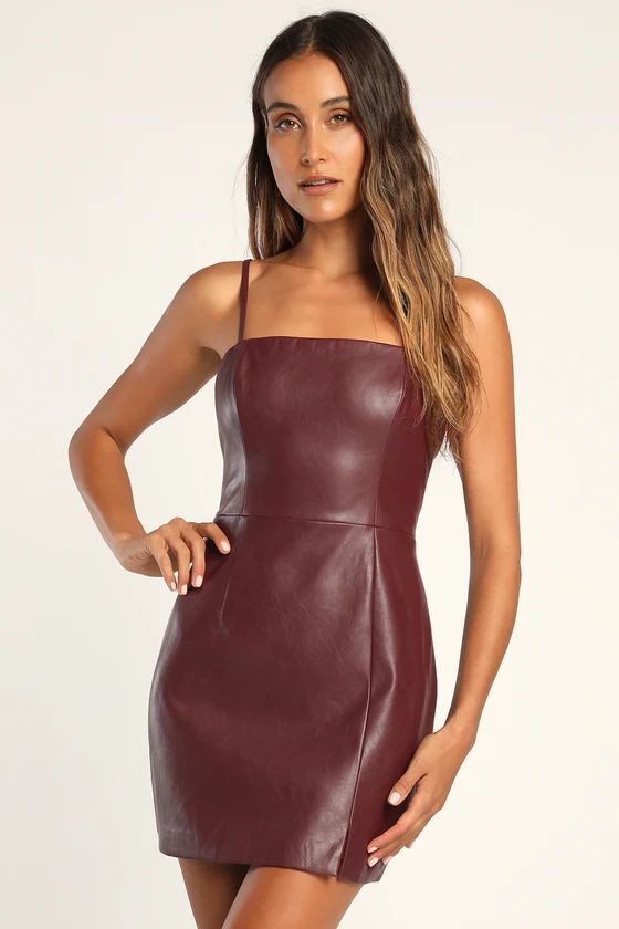 Flirty Pretty Thing Burgundy Vegan Leather Bodycon Mini Dress | Lulus (US)