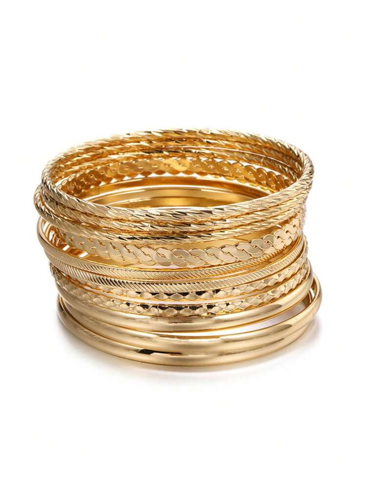 12pcs Textured Metal Bangle | SHEIN