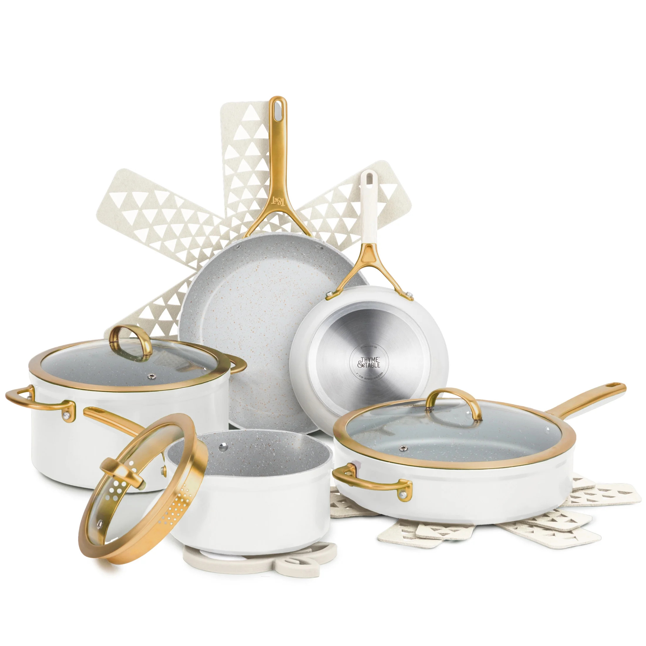 Thyme & Table Non-Stick 12-Piece Supreme Cookware Set, Cream | Walmart (US)