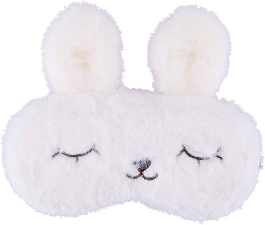 Cute Rabbit Sleeping Mask, Soft Fluffy Plush Bunny Blindfold Novelty Sleep Mask Eye Cover Eyeshad... | Amazon (US)