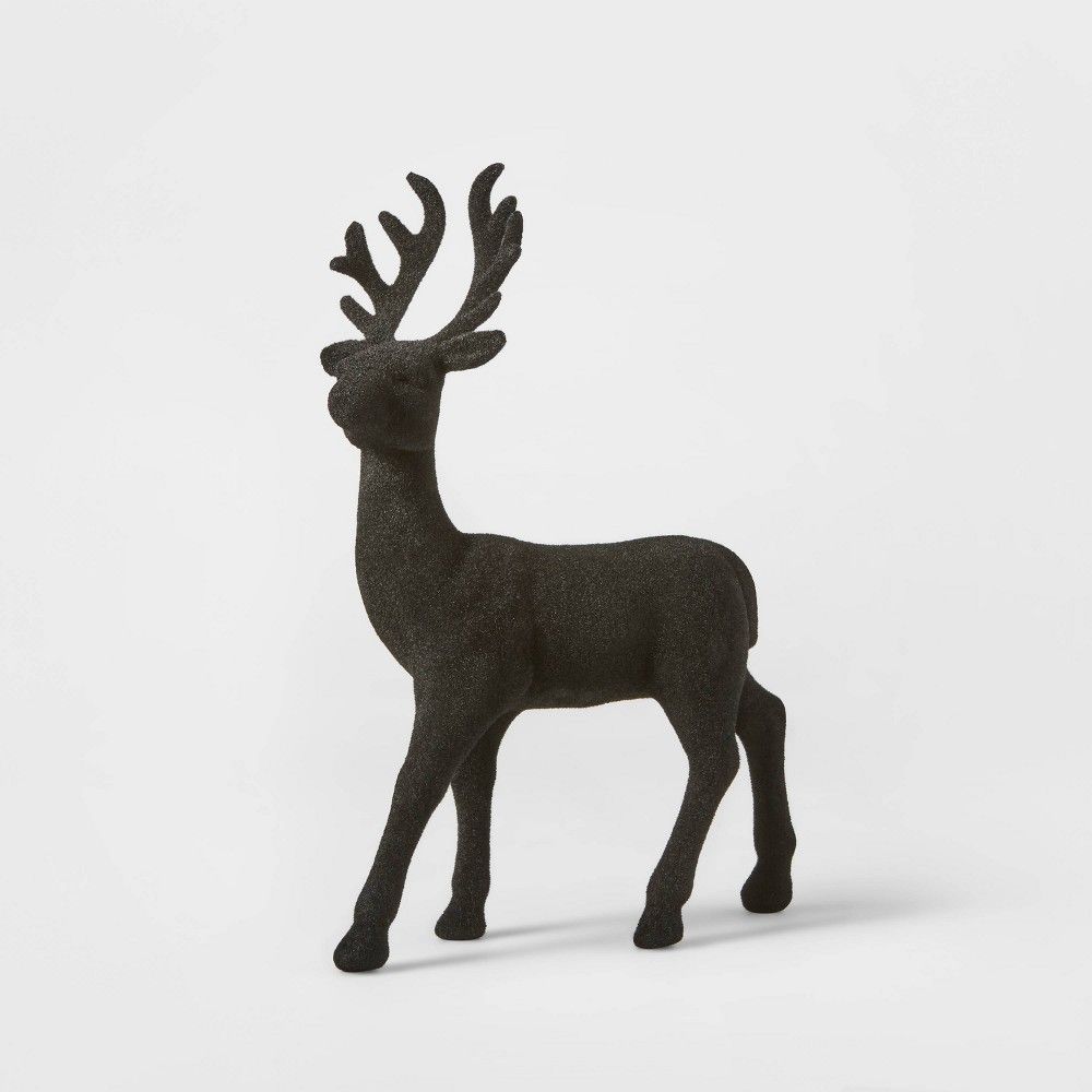 Flocked Deer Decorative Figurine Black - Wondershop | Target