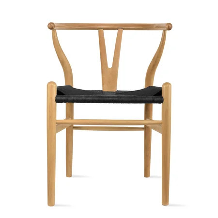 Homelala Natural Wishbone Wood Wooden Armchair With Arms Open Y Back Open Mid Century Modern Contemp | Walmart (US)
