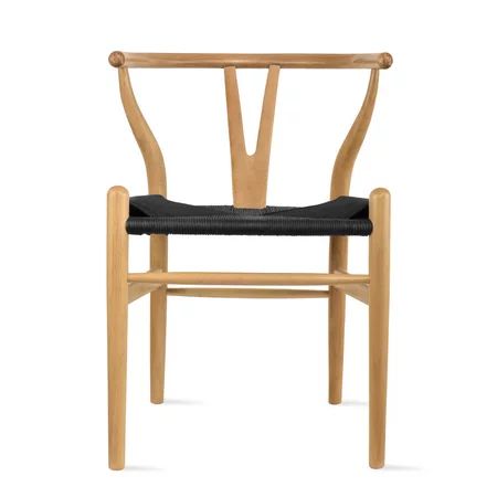 Homelala Natural Wishbone Wood Wooden Armchair With Arms Open Y Back Open Mid Century Modern Contemp | Walmart (US)