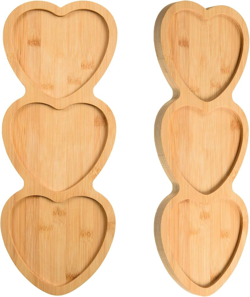 AWIZOM Heart Shaped Serving Tray Valentine's Day Bamboo Serving Platter Wooden Appetizer Charcute... | Amazon (US)