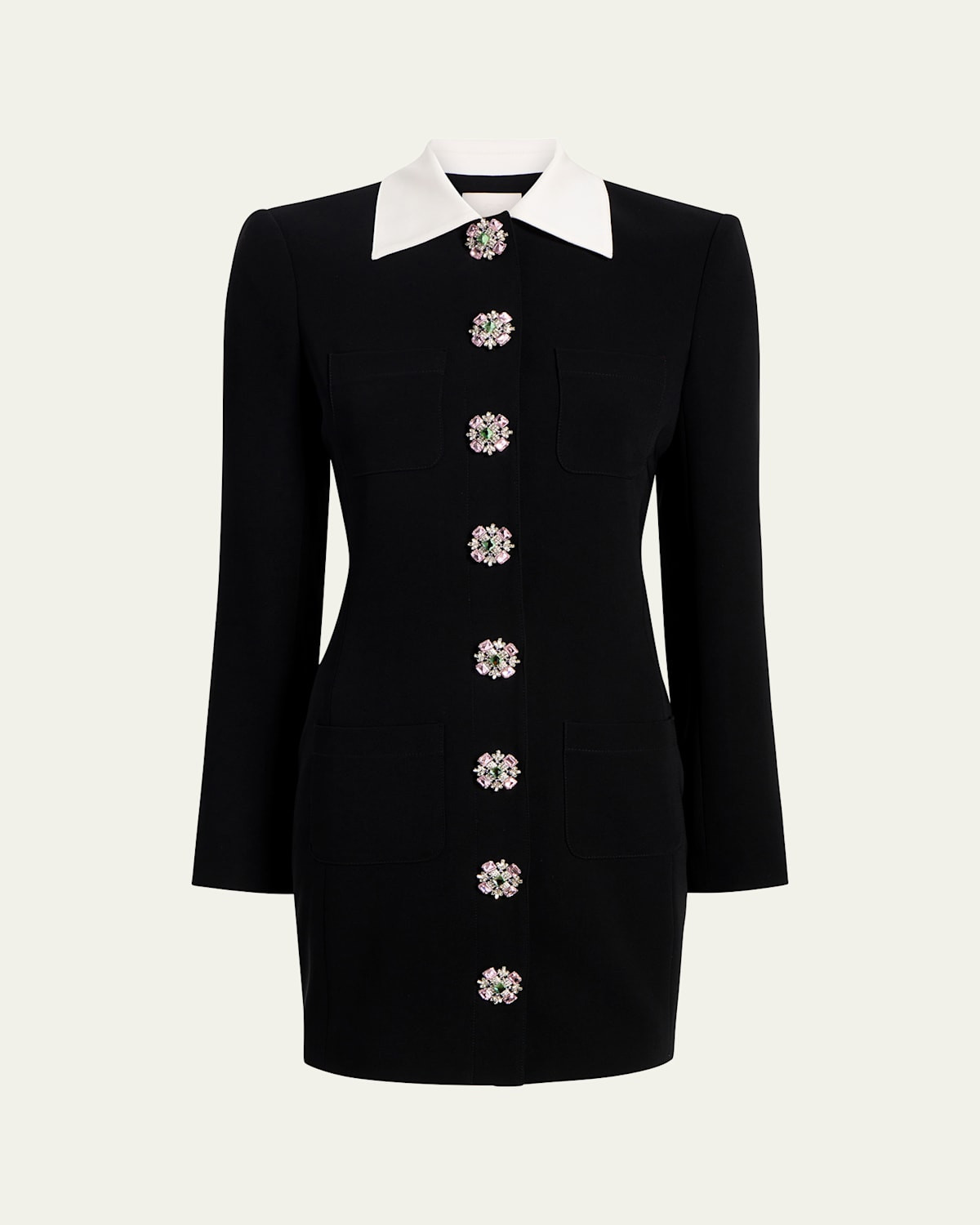 Sheryl Tailored Crystal-Button Mini Dress | Bergdorf Goodman