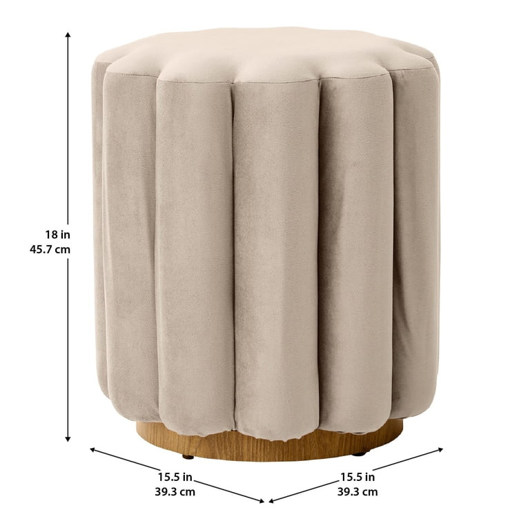 Better Homes & Gardens Lillian Velvet Tufted Ottoman, Beige | Walmart (US)