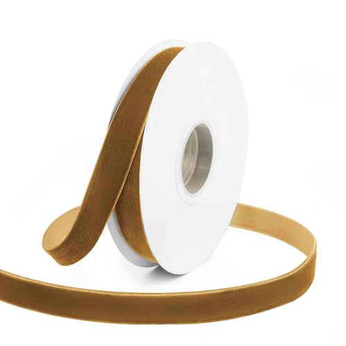 5/8" Wide x 10 Yards Velvet Ribbon, Vintage Single Face Velvet Ribbons for Gift Wrapping, Christmas Wrapping Bows, Wedding Decor, Sewing and More (Khaki) | Amazon (US)