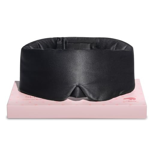 LitBear Silk Sleep Mask for Side Sleeper, Eye Mask Sleeping for Women Men 100% 22 Momme Pure Mulberry Silk, Face-Hugging Padded Eye Cover for Sleeping with Adjustable Band (Black) | Amazon (US)