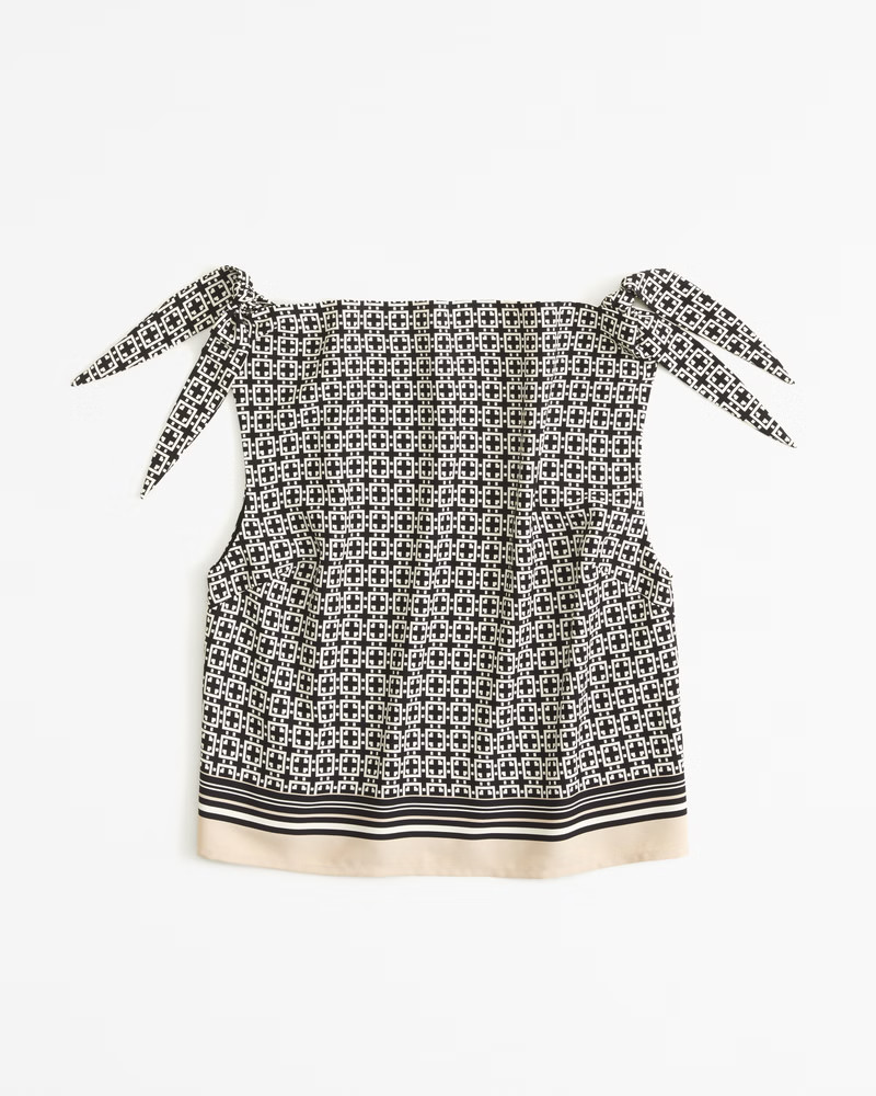 Women's Matte Satin Knotted Sleeve Shell Top | Women's New Arrivals | Abercrombie.com | Abercrombie & Fitch (US)