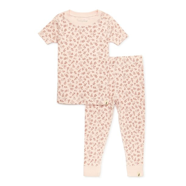 easy-peasy Toddler Unisex Organic Short Sleeve Top and Pants Pajama Set, 2-Piece, Sizes 12M-5T | Walmart (US)