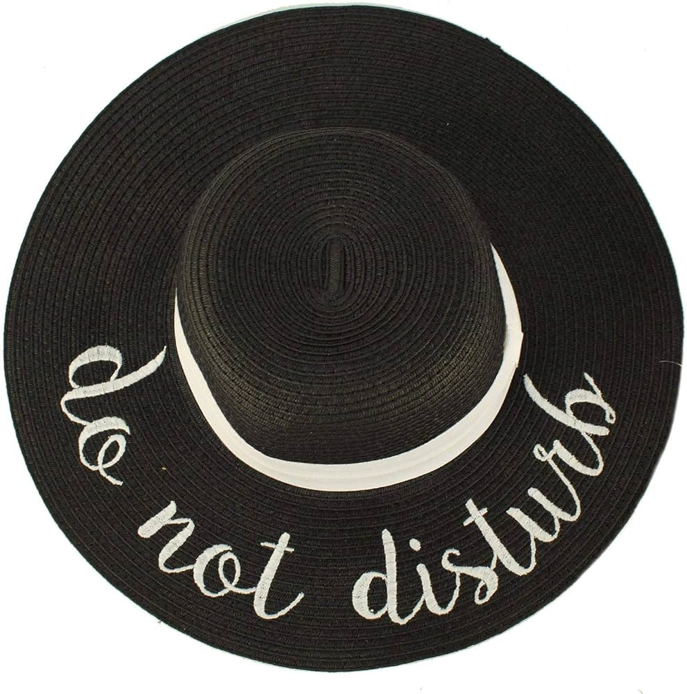 C.C Fun Verbiage Elegant Wide Brim 4" Summer Derby Beach Pool Floppy Dress Sun Hat | Amazon (US)