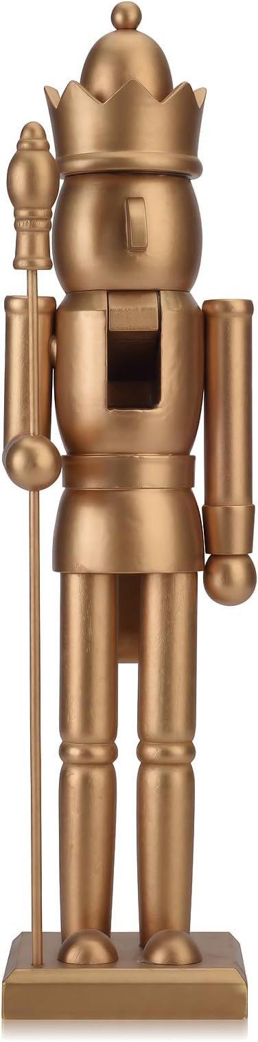 15 Inch Nutcracker King Figure with Scepter and Crown, Gold Xmas Undecorated Wooden Nutcracker Ch... | Amazon (US)