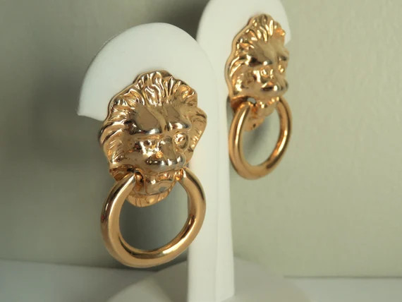 Vintage Kenneth J Lane Gold Lion Door Knocker CLIP on | Etsy | Etsy (US)
