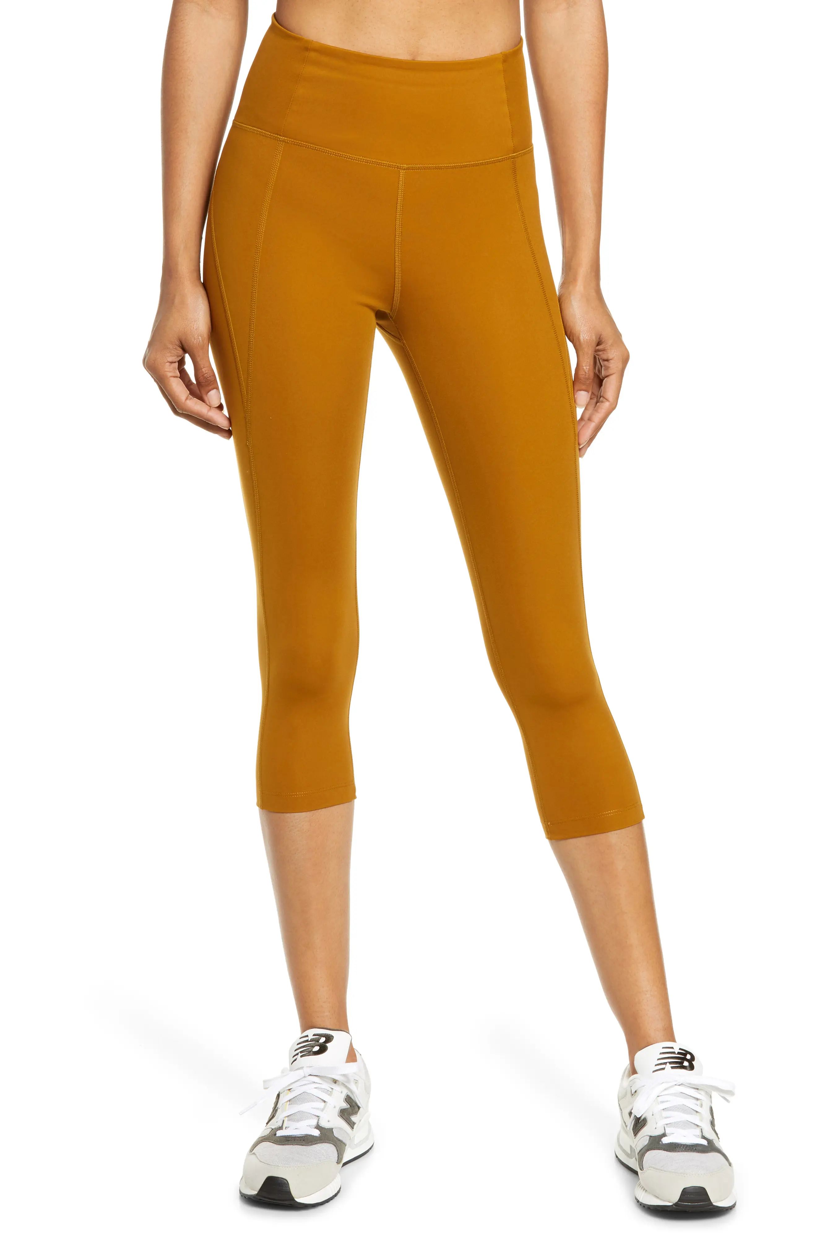 Girlfriend Collective High Waist Capri Leggings, Size X-Large in Saddle at Nordstrom | Nordstrom