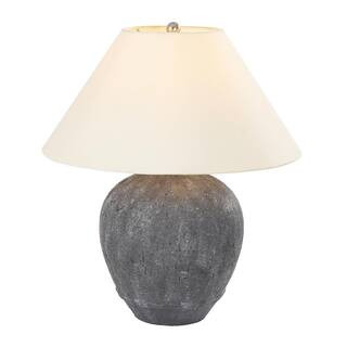 Uixe 21.6 in. Dark Gray Ceramic Table Lamp with Cone-Shaped Lampshade (Set of 1) SSL-2001DG - The... | The Home Depot