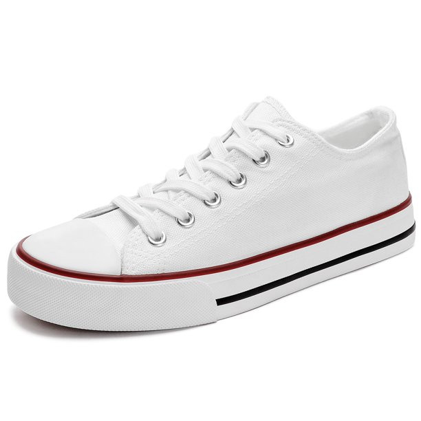 Womens Low Top Canvas Shoes  Fashion Lace up Shoes for Woman Classic Casual Sneaker White 7 | Walmart (US)