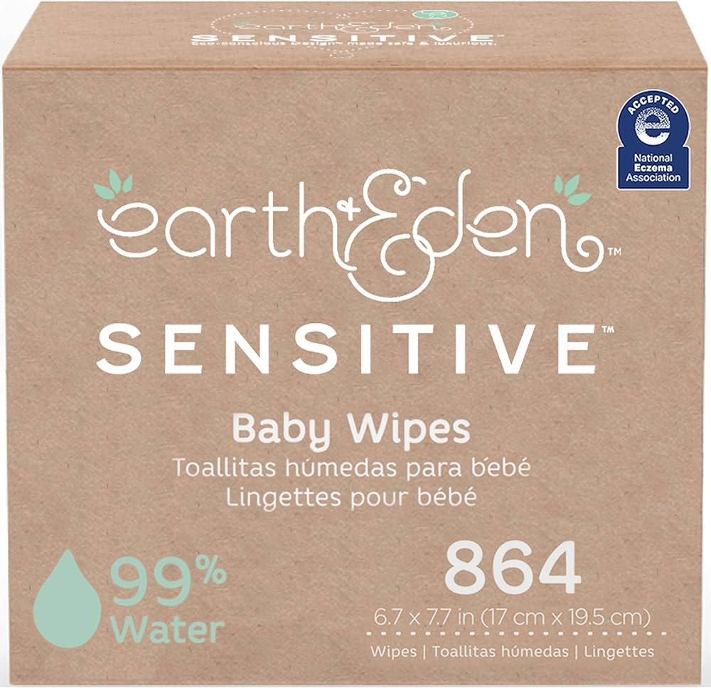 Earth & Eden Sensitive Baby Wipes | Unscented & Hypoallergenic | 12 Soft-Packs | 864 Total Wipes | Amazon (US)