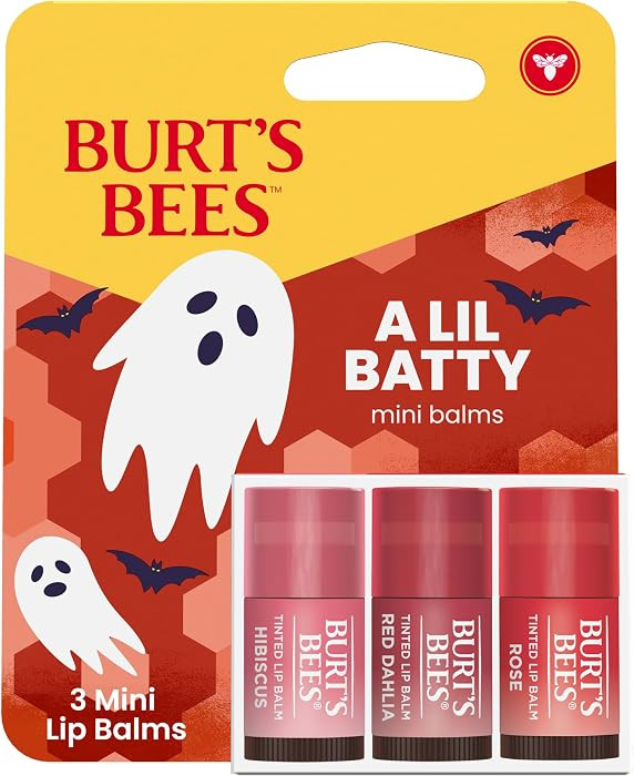 Burt's Bees A Lil Batty Halloween Minis Hibiscus, Red Dahlia and Rose Tinted Lip Balm Gift Set, 1... | Amazon (US)