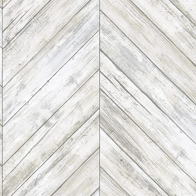 Roommates Herringbone White & Tan Wood Boards Peel and Stick Wallpaper | Removable Wallpaper | Se... | Amazon (US)