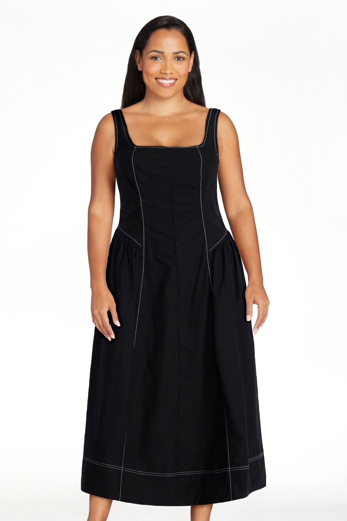 Free Assembly Women's and Women's Plus Sleeveless Cotton Panel Maxi Dress, Sizes XS- 4X | Walmart (US)