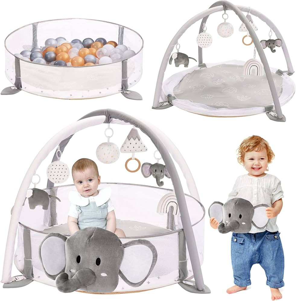 5-in-1 XL Large Baby Gym & Ball Pit, Play Mat & Play Gym, Combination Baby Activity Gym with Mile... | Amazon (US)