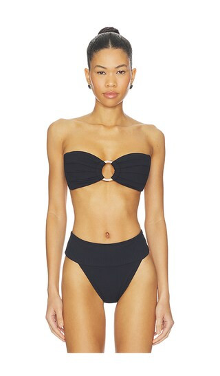 Tori Bandeau Bikini Top in Black Rib | Revolve Clothing (Global)