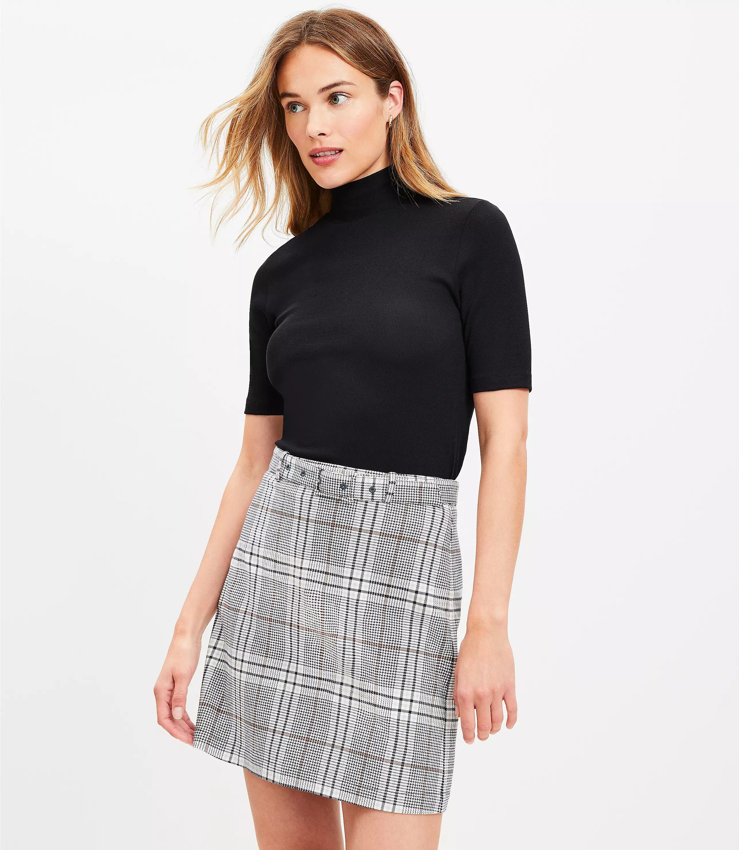 Plaid Belted Mini Skirt | LOFT