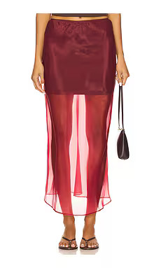 Line & Dot x REVOLVE Denman Midi Skirt in Burgundy from Revolve.com | Revolve Clothing (Global)