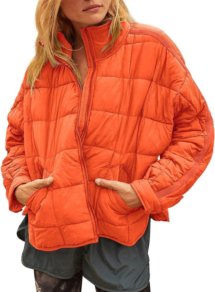 ROJZR Womens Lightweight Quilted Puffer Jackets Oversized Zip Up Packable Padded Jacket Winter Wa... | Amazon (US)