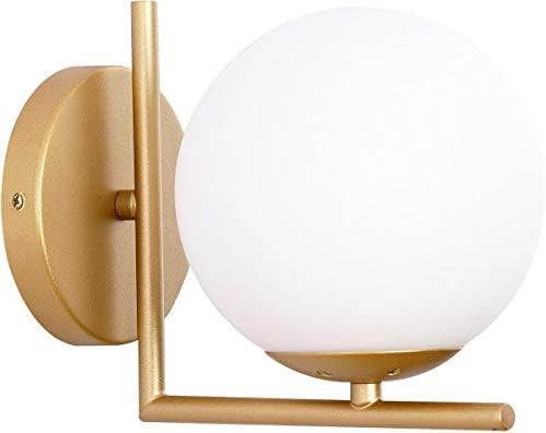 Wall Sconce Lighting, White Glass Globe, Gold Wall Lamp, Mid-Century Modern Style, Light Fixture ... | Amazon (US)