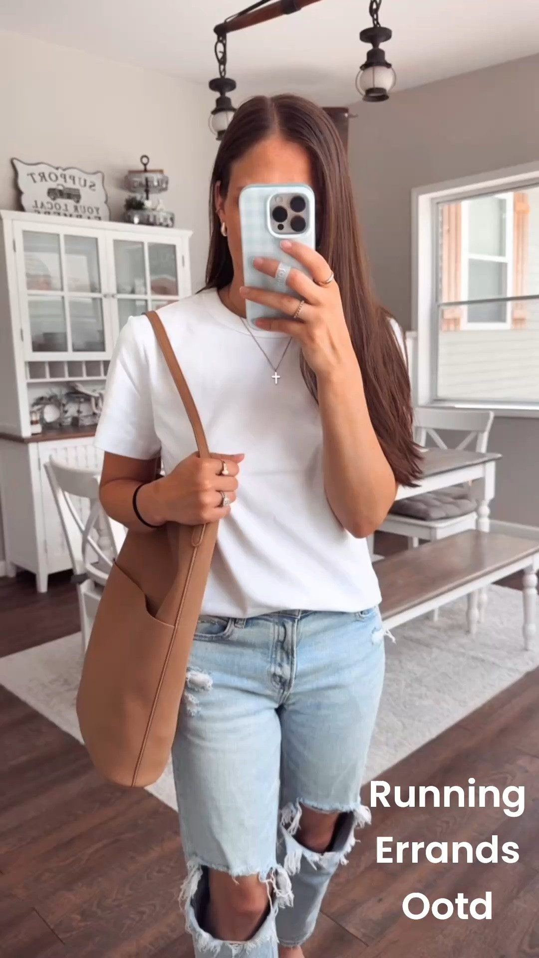 These classic elevated basics from @OAK + FORT are 🙌👌🏼🙌👌🏼
Wearing XS in tee. Not see through. 
Bag is so soft and holds a ton! 
Denim tts short 
Shoes tts

#LTKootd #LTKgrwm #LTKmomlife