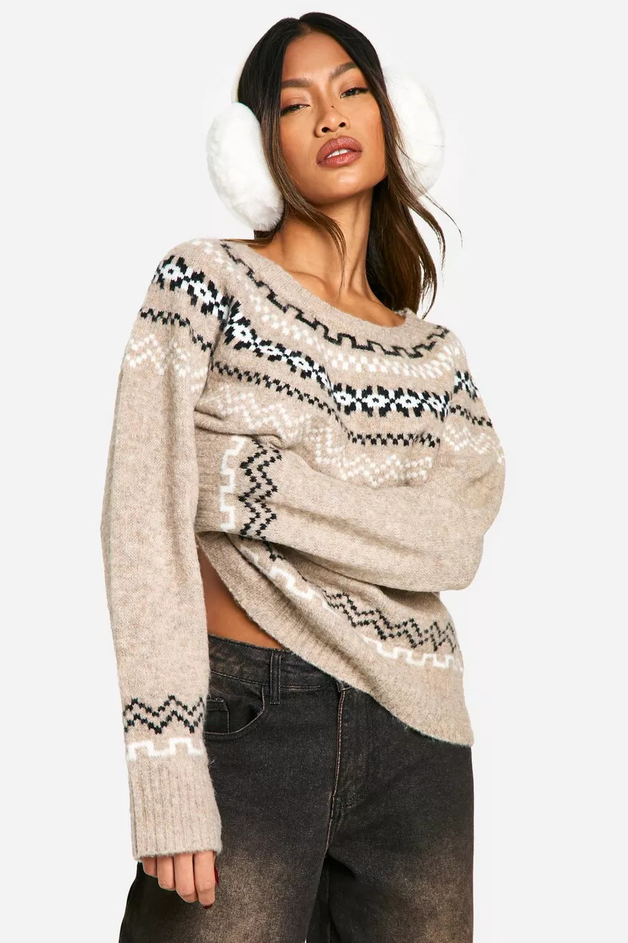 Pull en maille à motif jacquard | Boohoo.com (FR)