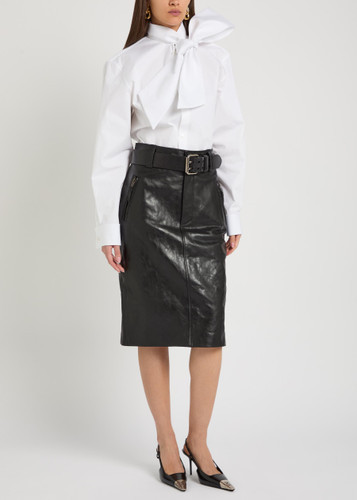 Belted leather midi skirt | Harvey Nichols