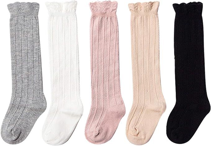 Amazon.com: Epeius Baby Girls Boys Uniform Knee High Socks Tube Ruffled Stockings Infants and Tod... | Amazon (US)