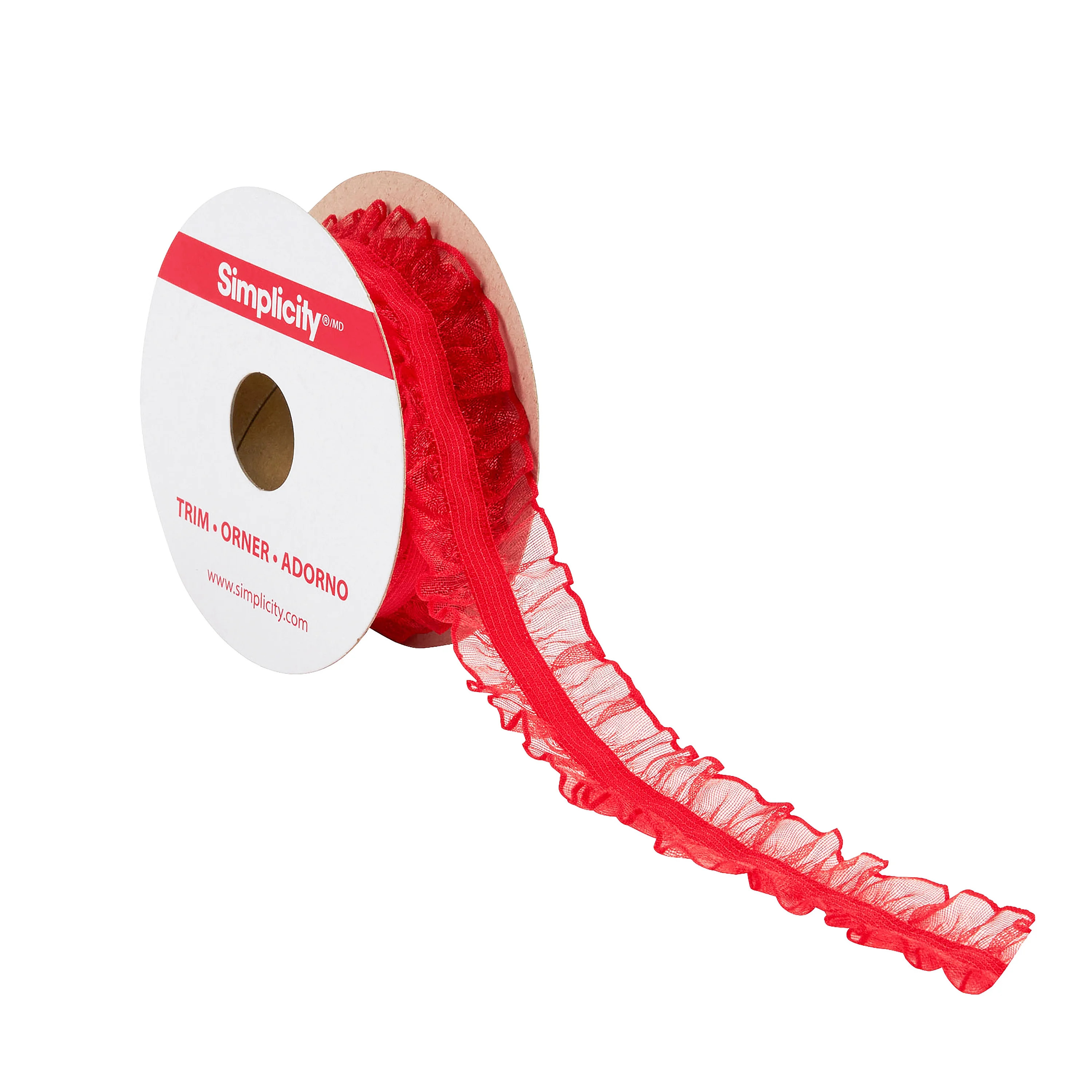 Simplicity Trim, Red 1 inch Double Sheer Ruffled Elastic Trim Great for Apparel, Home Decorating,... | Walmart (US)