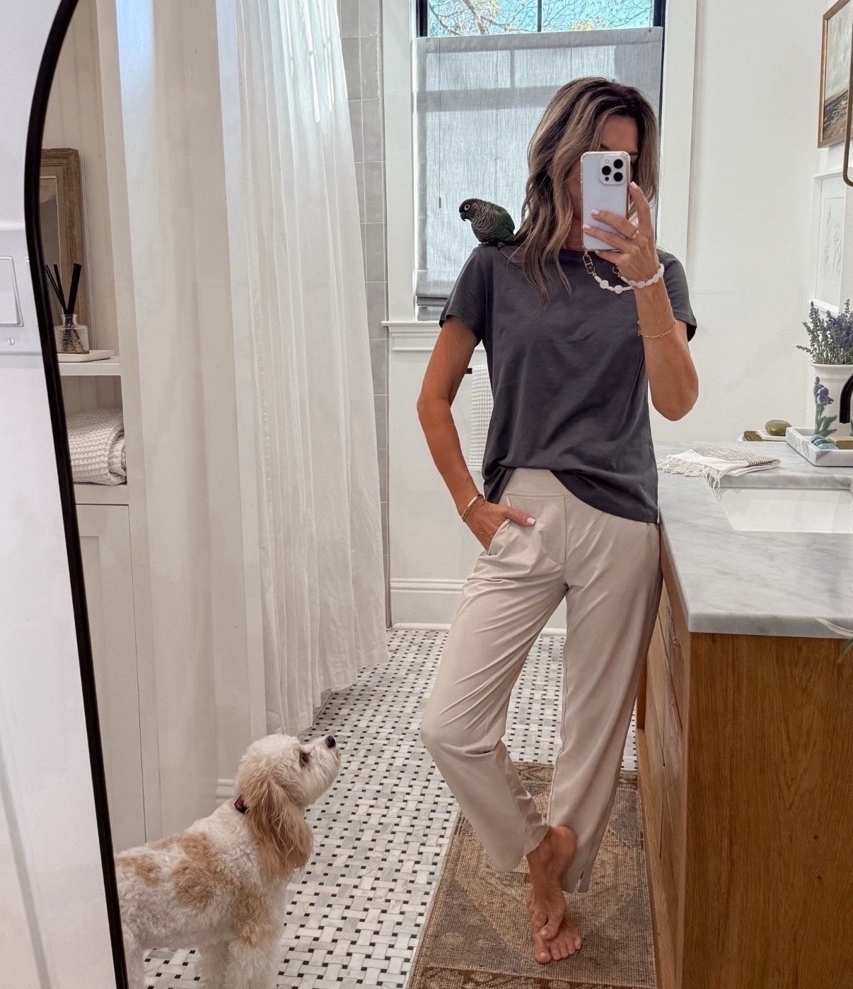 I’m 5’6’’.
-Soft everyday t-shirt size XS, TTS. A favorite!
-Athletic pant TTS.

#LTKStyleTip #LTKOver40 #LTKActive