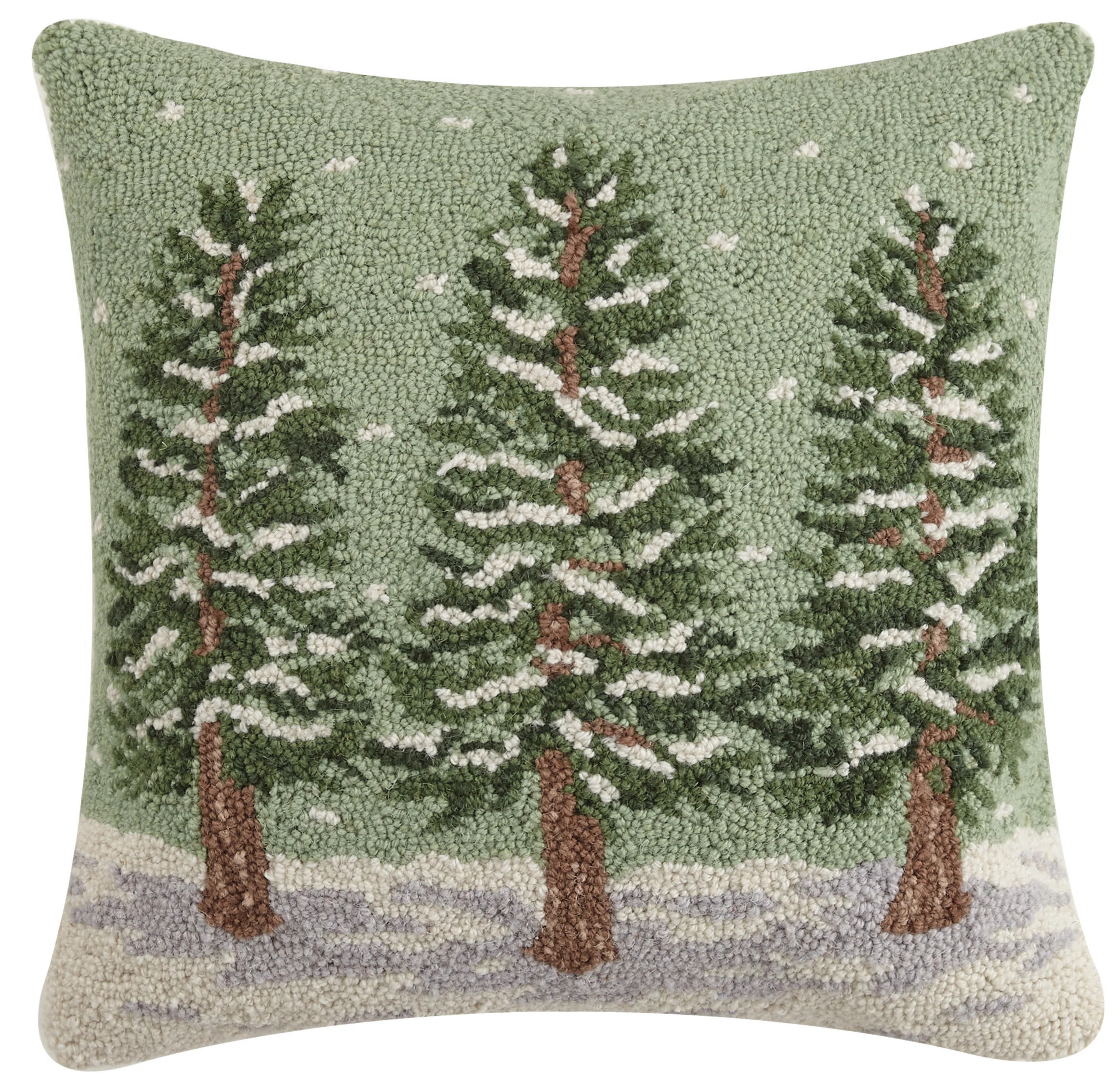 Mistletoe and Co. Christmas Winter Trees Hook Wool Throw Pillow & Reviews | Wayfair | Wayfair North America