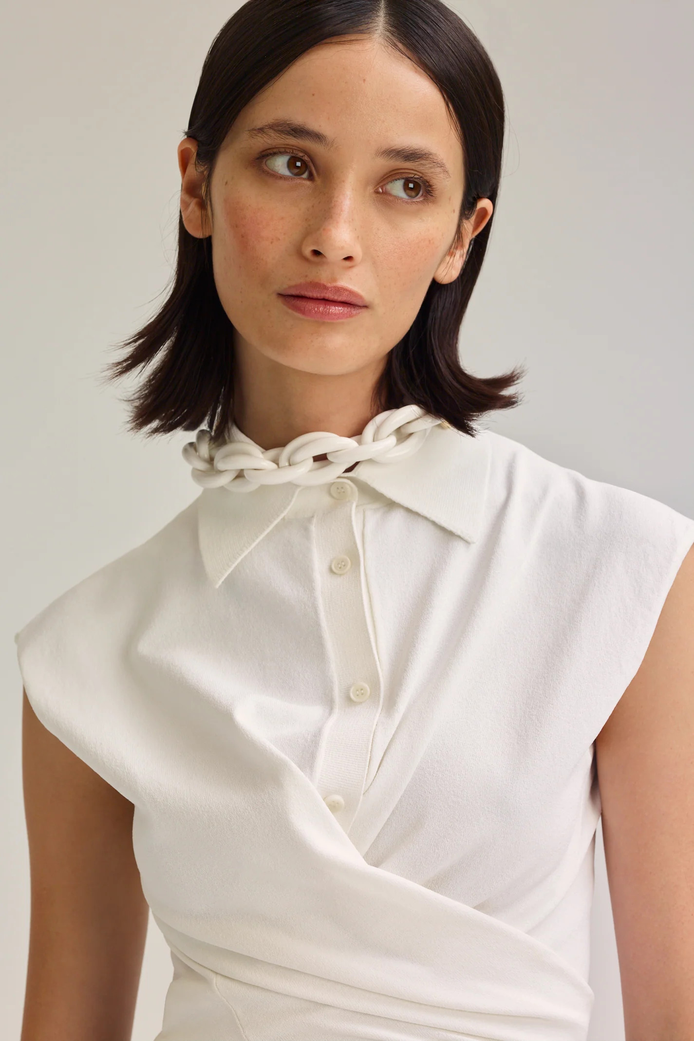 CREPE KNIT WRAP SHIRT - WHITE - Scanlan Theodore | Scanlan Theodore