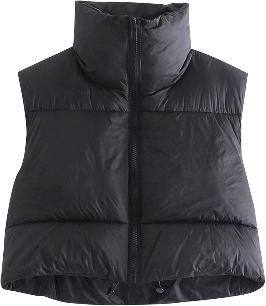 Songling Women's Winter Crop Vest Sleeveless Zip Up Stand Collar Lightweight Puffer Padded Vest | Amazon (US)