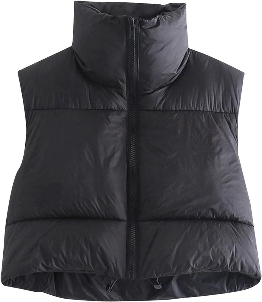 Songling Women's Winter Crop Vest Sleeveless Zip Up Stand Collar Lightweight Puffer Padded Vest | Amazon (US)