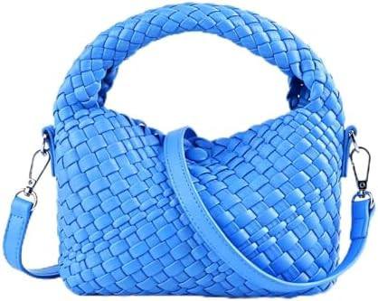 Woven Crossbody Bag Small Tote Cute Purse for Women,Top Handle Handbag Pu Leather Shoulderbag wit... | Amazon (US)