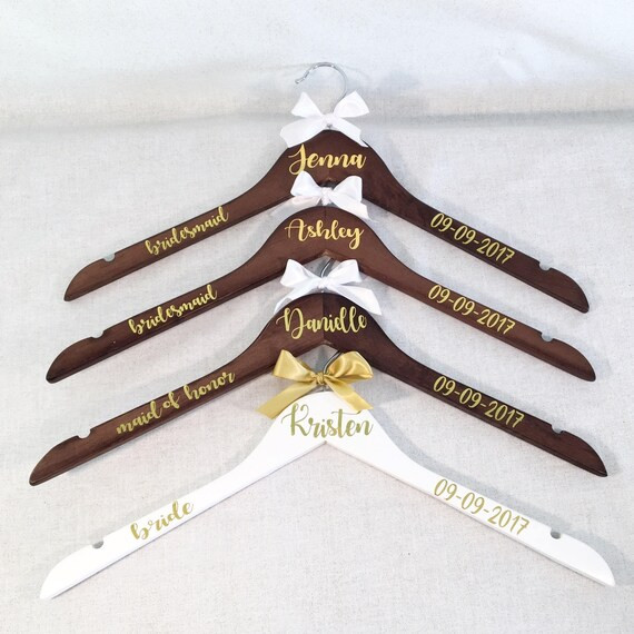 Wedding Dress Hangers - Bridal Party Hangers - Bridesmaid Hangers Wedding Hangers Bride Hanger Pe... | Etsy (US)